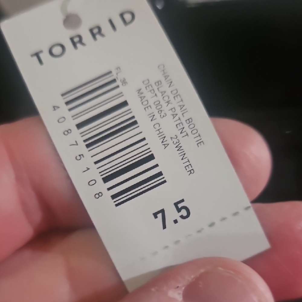 Torrid Black Patent Ankle Boots with Chain Accent - Picture 2 of 4